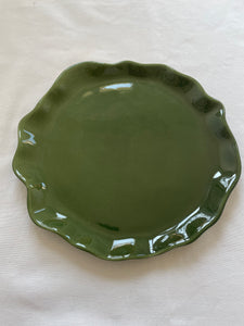 Coquillages- Assiette plate vert olive